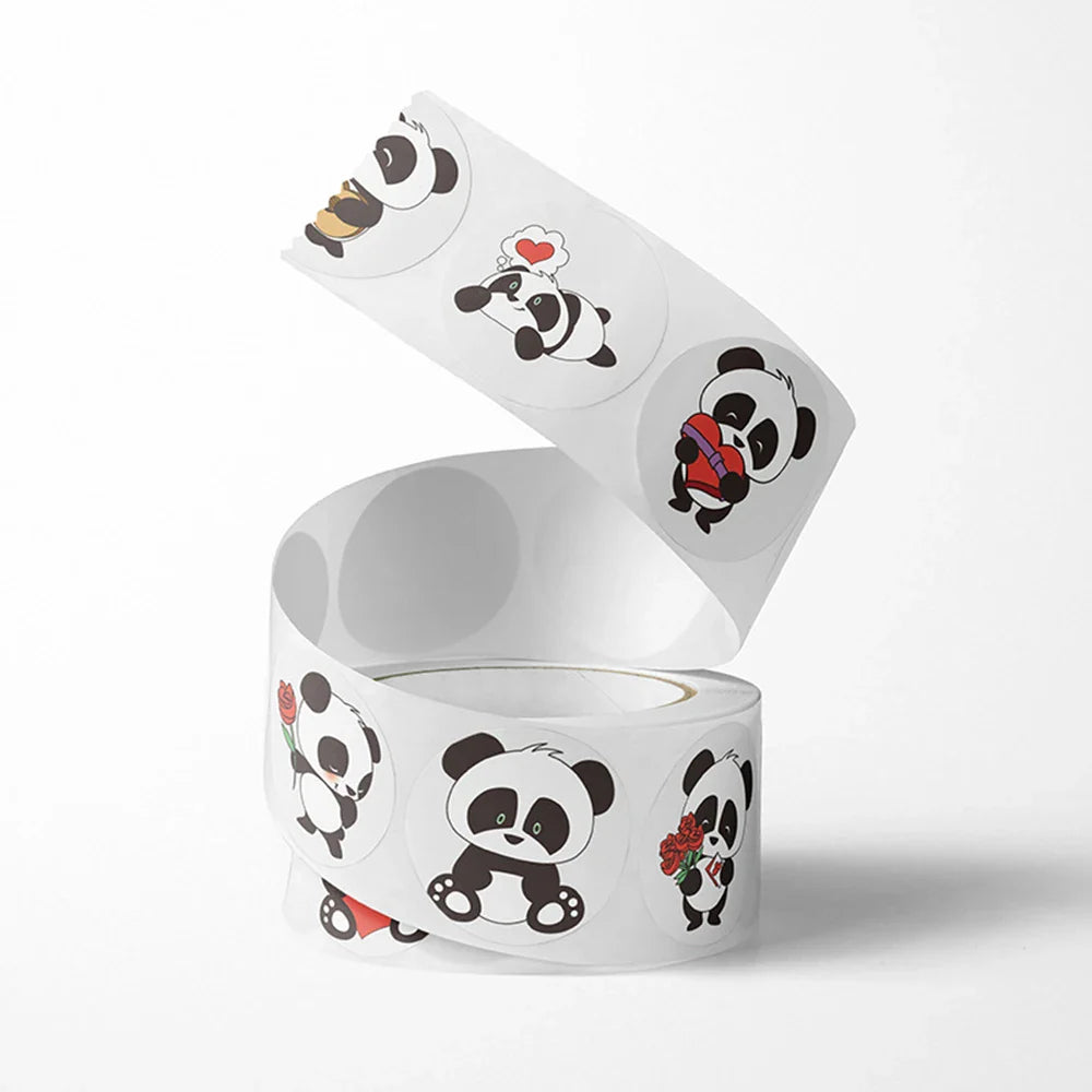 100-500pcs Panda Cute Cartoon Stickers 1inch Reward Sticker Gift Decoration Stationery Stickers (Online Order Only)