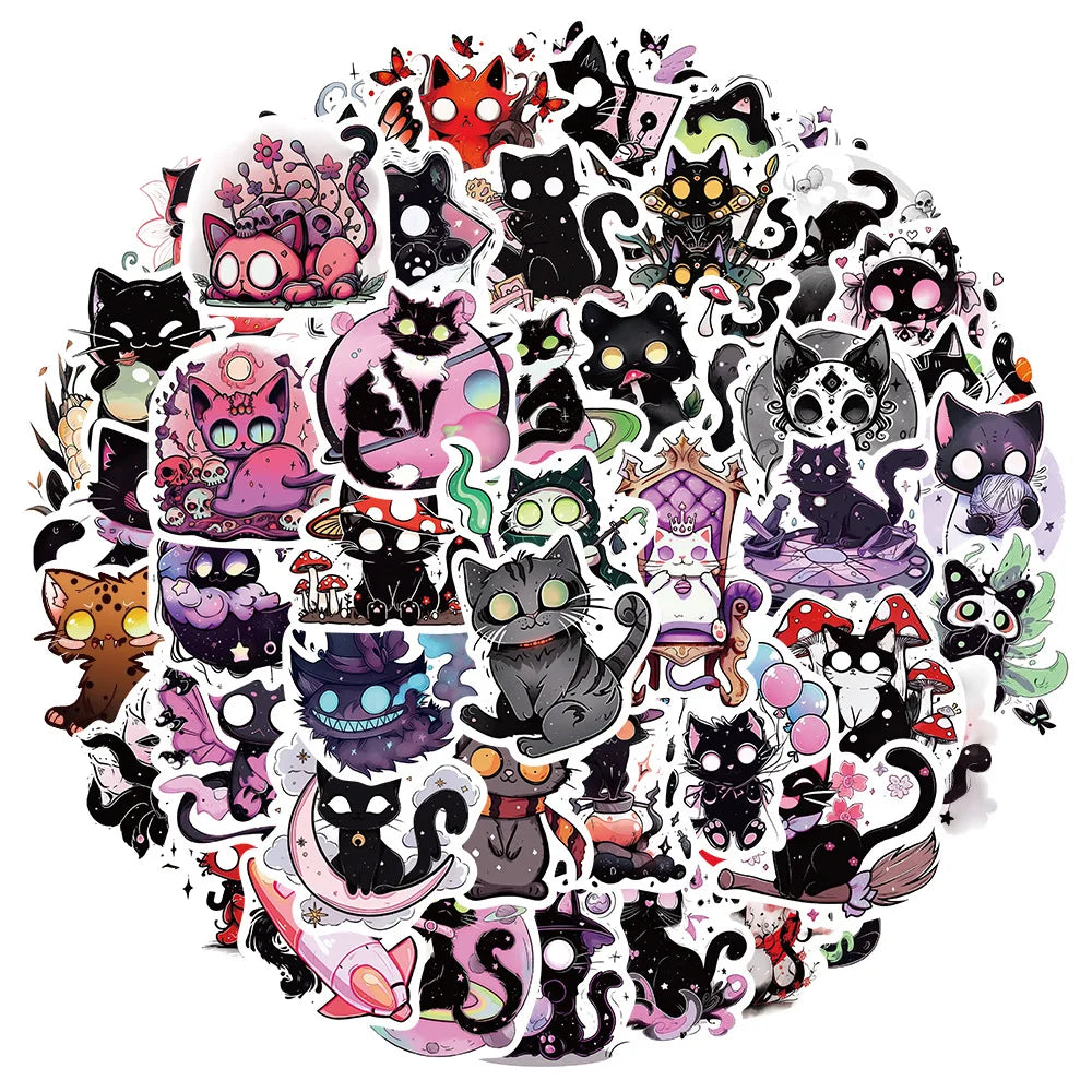 Cartoon Horror Cat Stickers for Laptop, Luggage, Car, Fridge, DIY Vinyl (ONLINE ORDER ONLY)