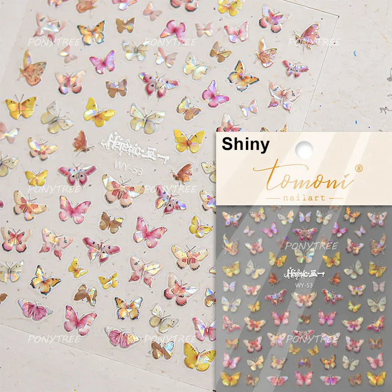 Colourful Butterfly Delicate Anmials Adhesive Nail Art Stickers Dreamy Winter Snowflake Rhinestone Manicure Decals Nail Supplies (ONLINE ORDER ONLY)