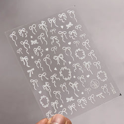 Colourful Tender Bowknot Embossment Shiny Tie Delicate Elegant 3D 5D Self Adhesive Nail Art Stickers Rhinestone Manicure Decals (ONLINE ORDER ONLY)