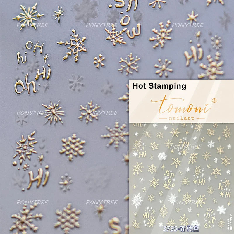 Snowflake Butterfly Rhinestone Shiny Totem Self Adhesive Nail Art Stickers Romantic Charm Chic Rose Flower Pearl Manicure Decals (ONLINE ORDER ONLY)