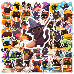 Black Cat Stickers Pack - Cute Aesthetic Decals for Laptop, Phone, Notebook, Fridge (Online Order Only)