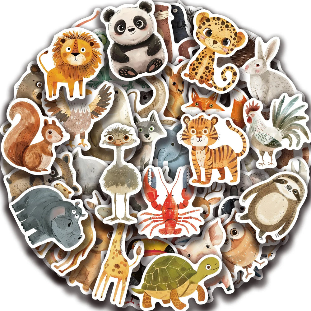50pcs Cute Childrens Book Paintings Stickers Vinyl Waterproof Stickers for Kids Toy Animals Decals for Loptop Water Bottle Phone (ONLINE ORDER ONLY)