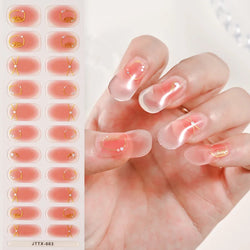 22Tips Semi Cured Gel Nail Wraps 3D UV Gel Nail Stickers Flowers Gradient Color Adhesive Full Cover Designer DIY Manicure Arts & (Online Order Only)