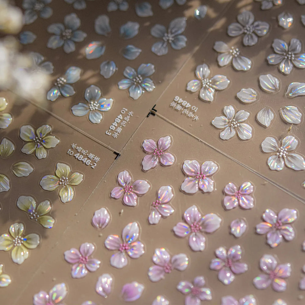 Vigour Crystal Flower Peach Blossom Garden Springtime Petal Self Adhesive Nail Art Stickers Chic Jelly Rhinestone Manicure Decal (ONLINE ORDER ONLY)