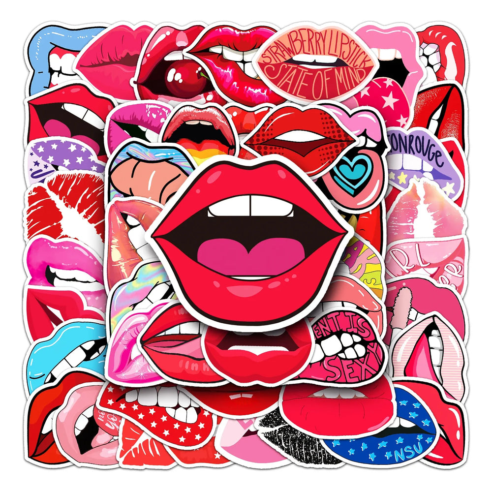 50Pcs Cute Cartoon Lip Series Waterproof Vinyl Stickers for Skateboard Snowboard (Online Order Only)