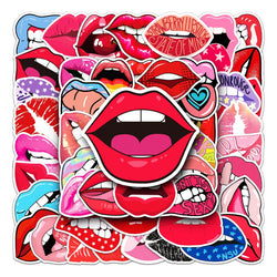 50Pcs Cute Cartoon Lip Series Waterproof Vinyl Stickers for Skateboard Snowboard (Online Order Only)