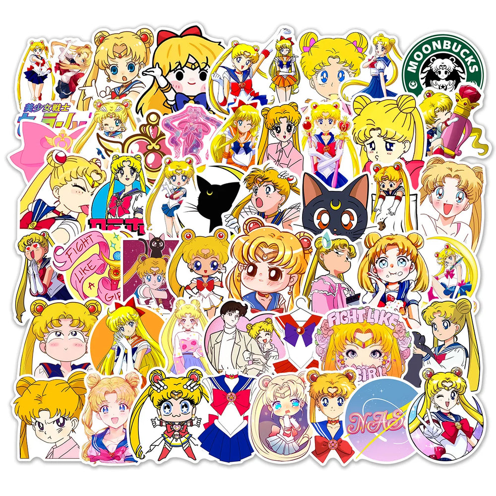 50pcs Sailor Moon Stickers Waterproof Cartoon for Kids Luggage Phone Case (Online Order Only)