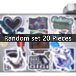 20/30/50Pieces Go Fishing Funny Graffiti Fisherman Style Stickers for Boat Fish Tank Luggage Car Motorcycle Phone Laptop Sticker (Online Order Only)