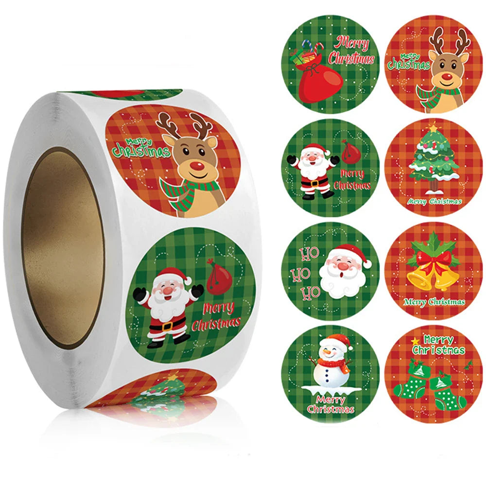 100-500pcs Merry Christmas Stickers Christmas Theme Seal Labels Stickers For DIY Gift Baking Package Envelope Stationery (ONLINE ORDER ONLY)