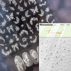 Charming Red Rose Phoenix Flower Wing Leaves Flower Feather Pearl Relief Embossed 5D Adhesive Nail Art Stickers Manicure Decals (ONLINE ORDER ONLY)