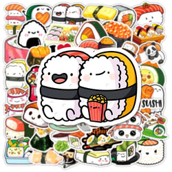 10/30/50PCS Cute Cartoon Sushi PVC Sticker Aesthetic Sticky Decoration Scrapbooking Korean Stationery School Supplies for Kids (Online Order Only)