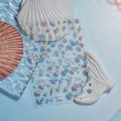 Beach Colourful Conch Dolphin Shell Starfish Jellyfish Star Summer Sea Wave Vacation Mode Water Bubble Nail Art Stickers Decals (Online Order Only)