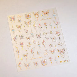 Butterfly Peach Blossom Flowers Lantern Star Tassel Pendant Gold Hot Stamping Self Adhesive Nail Art Stickers Manicure Decals (ONLINE ORDER ONLY)