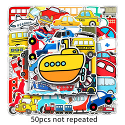 Cartoon Transport Stickers: Cars, Airplanes for Scrapbooking, Laptop, Phone, Suitcase, Helmet (Online Order Only)