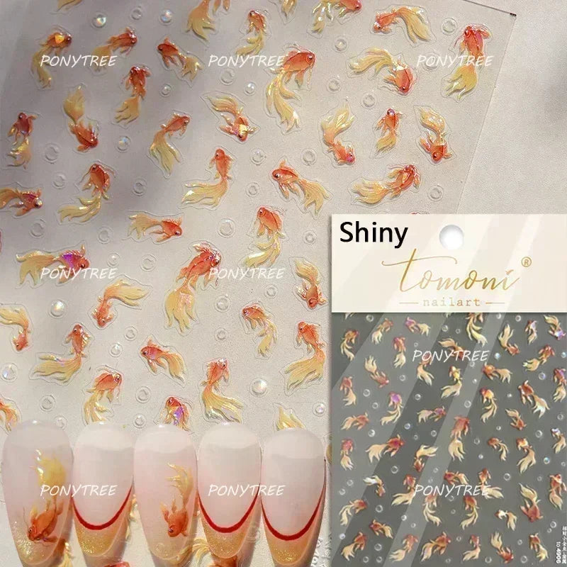 Hot Stamping Laser Shell Conch Starfish Pearl Whale Coral Dolphin Summer Beach Sea Wave Jellyfish Bubble Nail Art Stickers Decal (ONLINE ORDER ONLY)