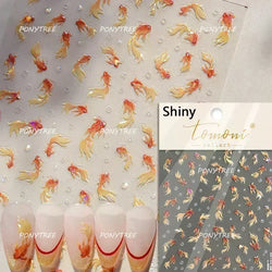 Hot Stamping Laser Shell Conch Starfish Pearl Whale Coral Dolphin Summer Beach Sea Wave Jellyfish Bubble Nail Art Stickers Decal (ONLINE ORDER ONLY)