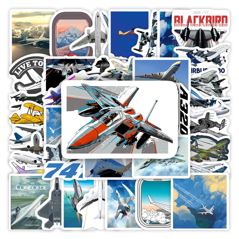 Airplane Fighter Aircraft Stickers Airliner DIY Kids Gift Toy Decal for Laptop Scrapbook Phone Bottles Luggage Bags Waterproof (ONLINE ORDER ONLY)