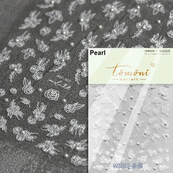 Pale Flower Bouquet Label Bowknot Stationery Sunflower Daisy Leaf 3D Self Adhesive Nail Art Stickers Rhinestone Manicure Decals (Online Order Only)