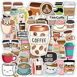 Kawaii Cute Cartoon Coffee Stickers DIY Toy Gift Decorative Graffiti Decal for Phone Luggage Laptop Bottles Scrapbook Waterproof (ONLINE ORDER ONLY)