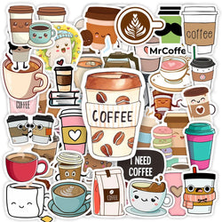 Kawaii Cute Cartoon Coffee Stickers DIY Toy Gift Decorative Graffiti Decal for Phone Luggage Laptop Bottles Scrapbook Waterproof (ONLINE ORDER ONLY)