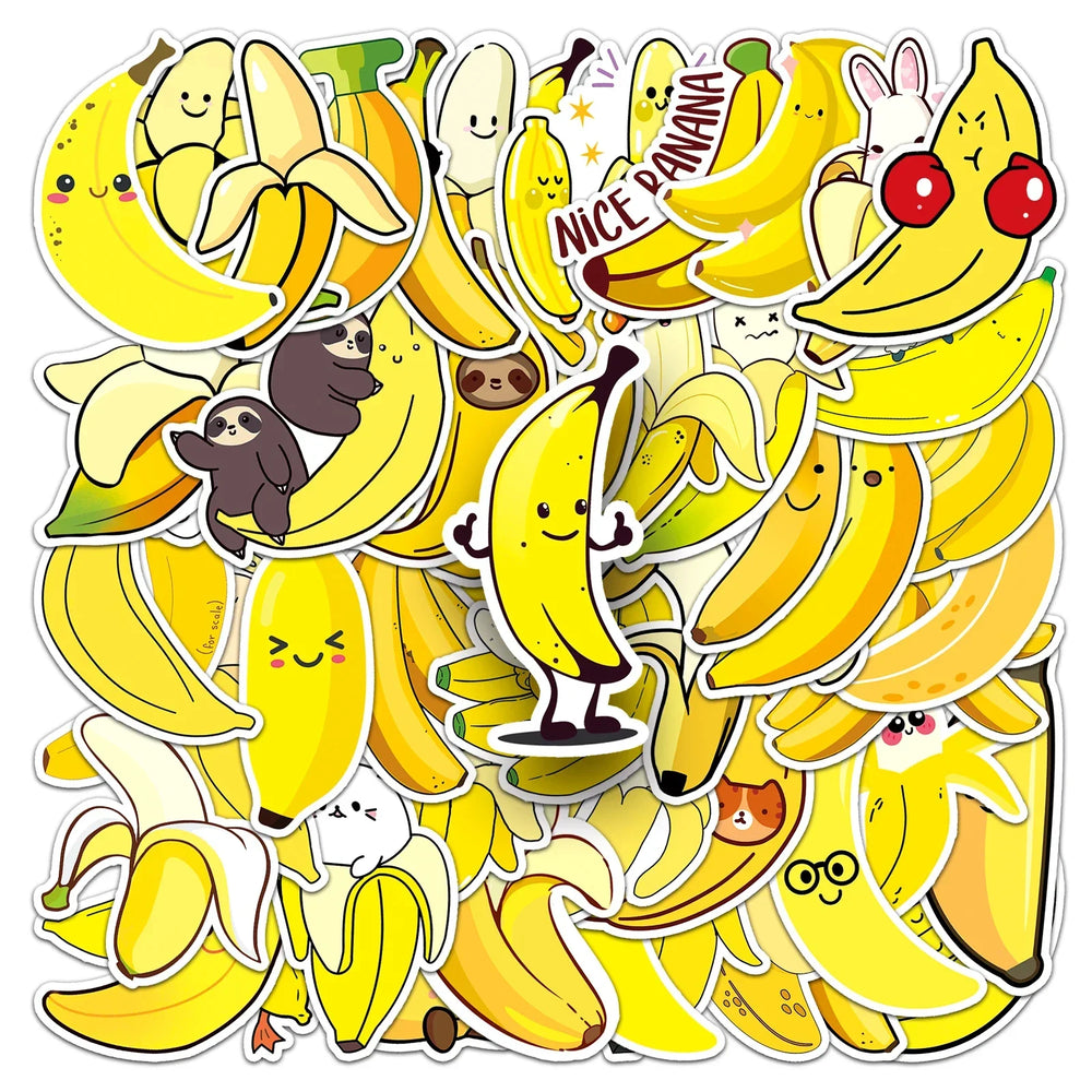 50Pcs Banana Cartoon Waterproof Vinyl Stickers for Skateboard Snowboard (ONLINE ORDER ONLY)