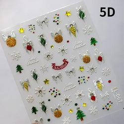 Bronzing Jelly Laser Snowflake Christmas Hot 5D Soft Embossed Relief Self Adhesive Nail Art Decoration Sticker 3D Manicure Decal (ONLINE ORDER ONLY)