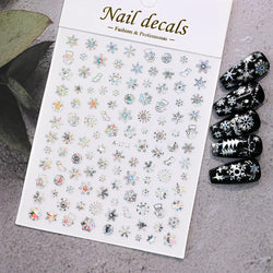 3D Gold Glitter Snowflake Nail Sticker Winter Reflective Elk Star Balloon Christmas Tree Foil Xmas New Year Decal Tips Decoratio (ONLINE ORDER ONLY)