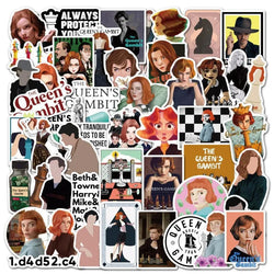 Queen's Gambit Graffiti Stickers 50pcs for Laptop, Phone, Car, Water Bottle, Suitcase, Stationery, Refrigerator (Online Order Only)