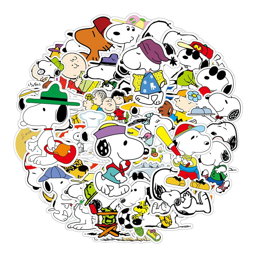 10/30/50PCS Cute Snoopy Stickers Comics Graffiti Sticker Cartoon Kids Toys Fridge Luggage Laptop Phone Guitar Skatboard Decals (ONLINE ORDER ONLY)