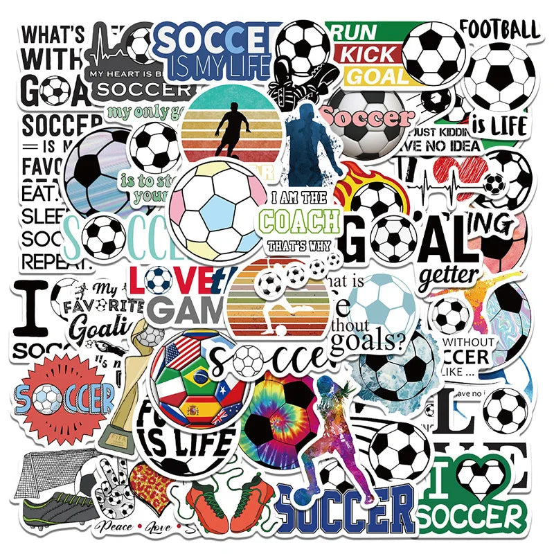 50 Pcs/Set Football Soccer Graffiti Stickers for Laptop Phone Luggage Notebook Decal Decoration Scrapbook Sticker Kids Gift (ONLINE ORDER ONLY)