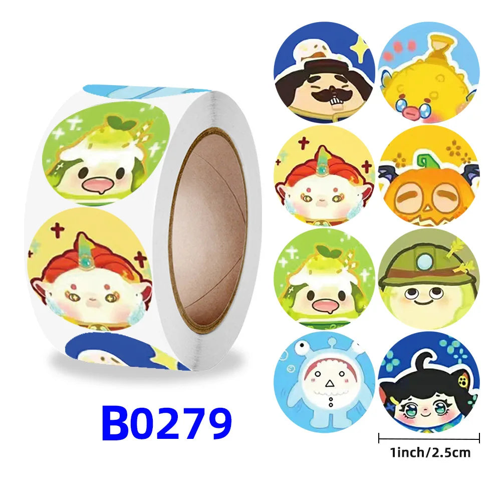 Egg Party Sticker Round Seal sticker 500PCS/ roll Self-adhesive Label Red Bean Roll sticker Wholesale Office Stationery (ONLINE ORDER ONLY)