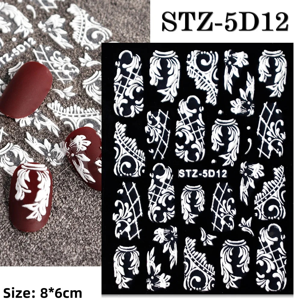 5D Embossed Gingerbread Man Nail Art Sticker Cute Christmas Winter Santa Claus Snowflake Elk Engraved Slider Manicure Decoration (ONLINE ORDER ONLY)