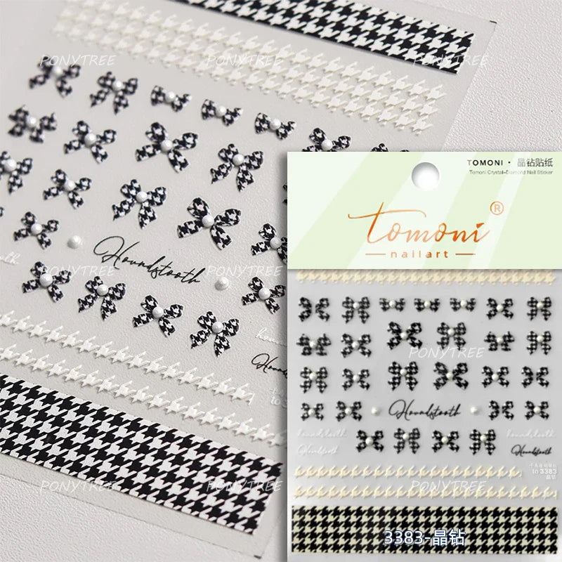 Chic Lavender Tulip Flower Bowknot Totem Center Symmetric Pattern Daisy Line Gird Self Adhesive Nail Art Stickers Manicure Decal (ONLINE ORDER ONLY)