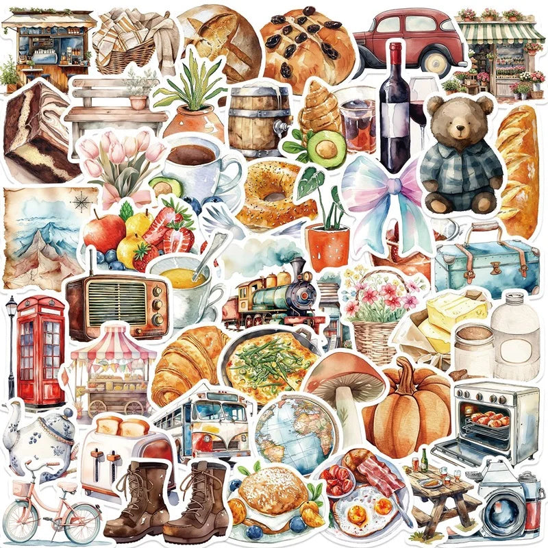 10/30/50PCS Cute Bread Life PVC Sticker Aesthetic Children's Decoration Scrapbooking Korean Stationery School Supplies for Kids (ONLINE ORDER ONLY)