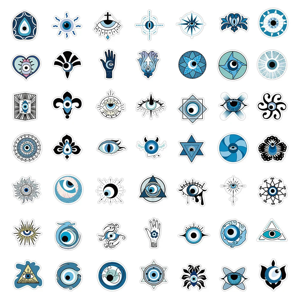10/30/50pcs New Turkish Evil Eye Graffiti Stickers Skateboard Laptop Motorcycle Album Car Luggage Cool Waterproof Sticker Toy (ONLINE ORDER ONLY)