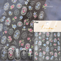 Watercolor Style Rose Flower Colored Rosa Chinensis 3D 5D Flat Reliefs Charming Self Adhesive Nail Art Stickers Manicure Decals (ONLINE ORDER ONLY)