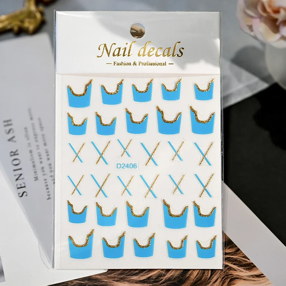 1Pc Red Pink White Heart Bow Nail Art Stickers with Glitter Sequins 5D Self Adhesive Nail Decorations Slider Decals DIY Manicure (ONLINE ORDER ONLY)