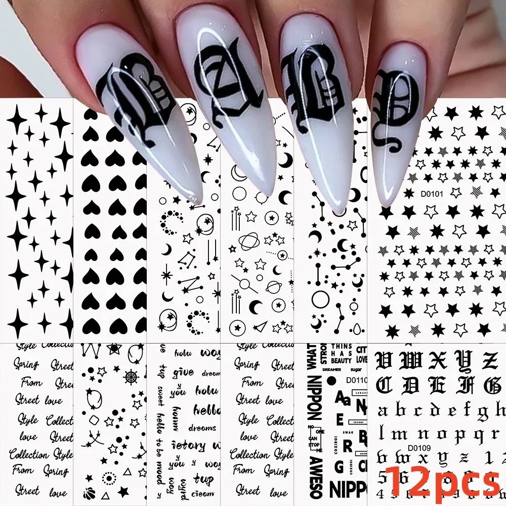 12 Sheets Valentines Nail Stickers Red Heart Nail Art Sticker Decal Solid Hollow Heart 3D Self-Adhesive Design Nail Art Supplies (ONLINE ORDER ONLY)