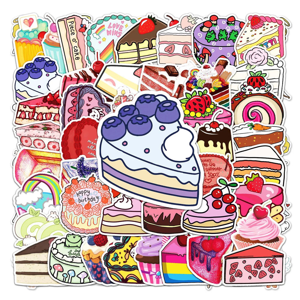 50Pcs Cartoon Cake Waterproof Vinyl Stickers for Skateboard Snowboard (Online Order Only)