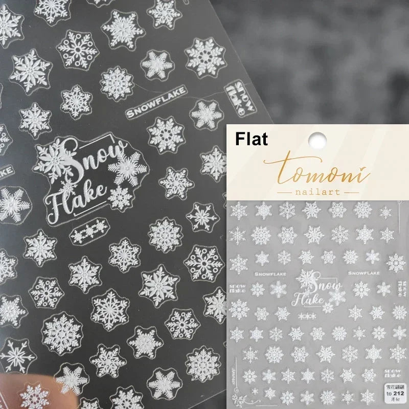 Winter Christmas Crystal Delicate Hexagon Romantic Laser Silver Chic Snowflakes Self Adhesive Nail Art Sticker 5D Manicure Decal (ONLINE ORDER ONLY)