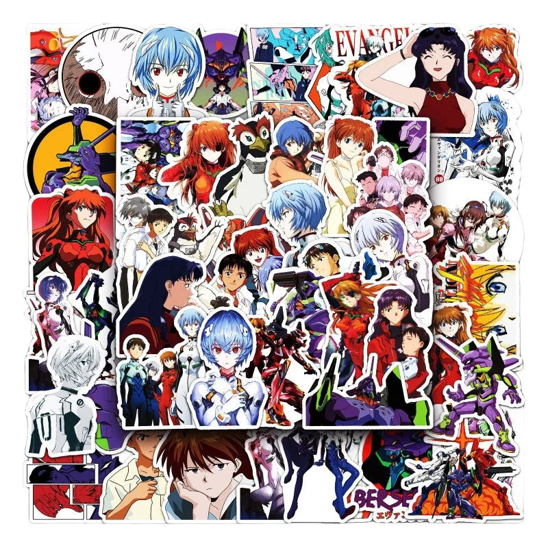 50PCS Neon Genesis Evangelion Stickers for Luggage, Water Bottles, Phones, Cars, Scooters, Laptops (Online Order Only)