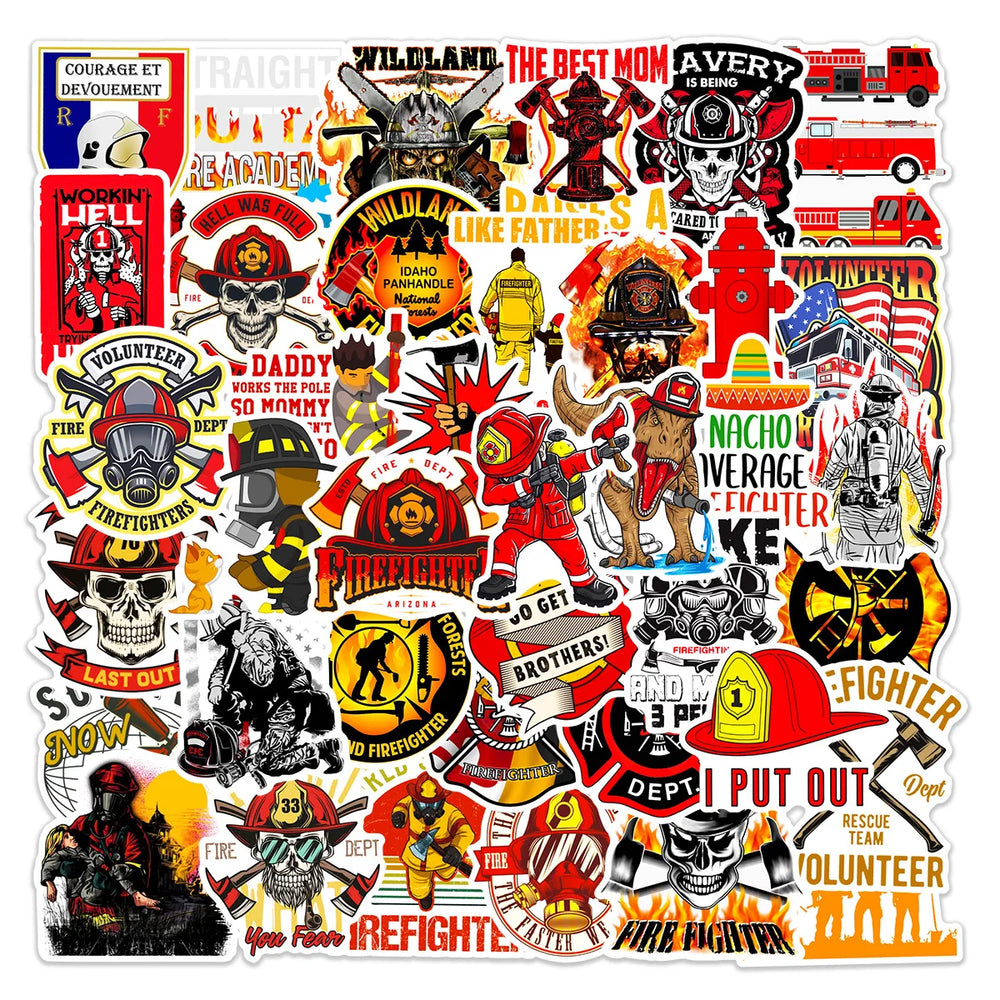 Firefighter Graffiti Stickers Decals for Laptop, Phone, Fridge, Luggage, Water Bottle, Skateboard, Helmet (Online Order Only)