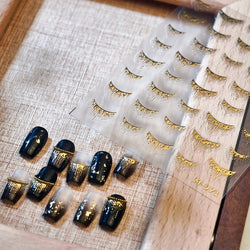 French Style Bronzing Arc Lava Metal Flow Curvy Delicate Punk Charming Self Adhesive Nail Art Stickers Manicure Decals Wholesale (Online Order Only)