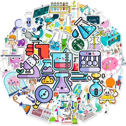 10/30/50/100pcs Science Physics Chemistry Lab Graffiti Stickers Laptop Scrapbook Suitcase Phone Diary Decoration Sticker Kid Toy (ONLINE ORDER ONLY)