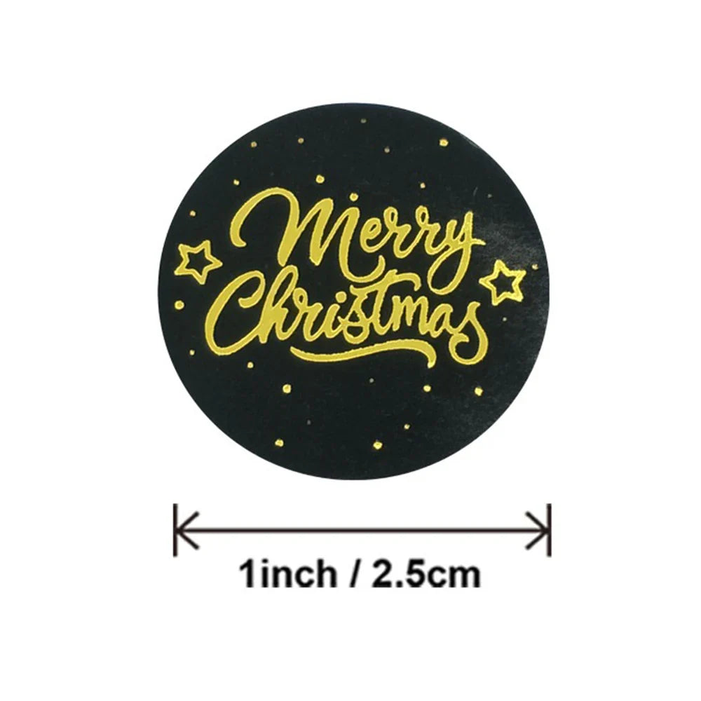 100-500pcs Merry Christmas Stickers Round Holidays Stickers For Xmas Thank You Greeting Cards Sealing Gift Decoration Stickers (Online Order Only)