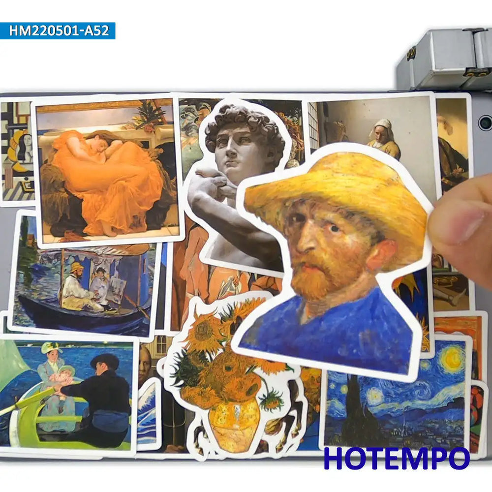 50Pieces Oil Painting Artist Decals Van Gogh Art Graffiti Stickers for Scrapbook Skateboard Motorcycle Car Phone Laptop Sticker (Online Order Only)