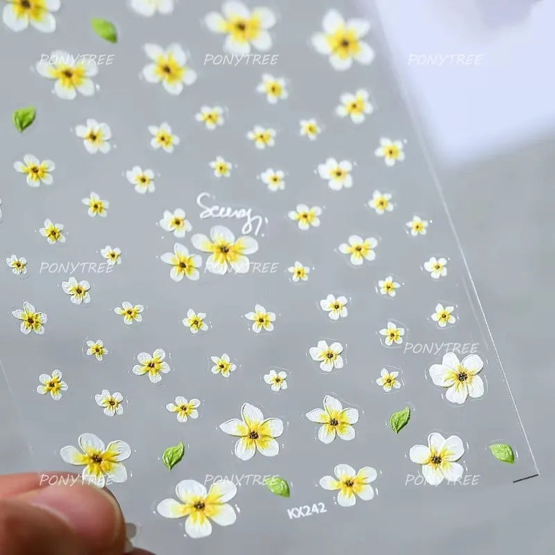 Vivid Honey Bee Ribbon Bowknot Pot Daisy Wreath Flower Shining Tulip Honeycomb Jar Self Adhesive Nail Art Sticker Manicure Decal (ONLINE ORDER ONLY)