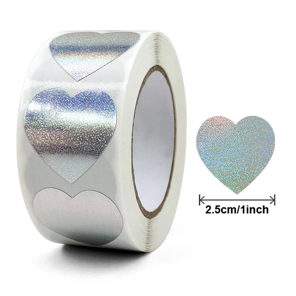 500pcs/roll Gold Holographic Glitter Sealing Label Round Laser Sticker Party Handmade Envelope Business Label Stationary Sticker (ONLINE ORDER ONLY)
