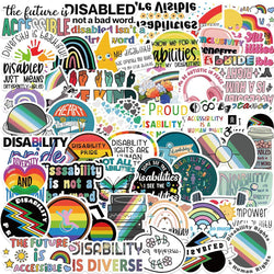 Disability Pride Rainbow Stickers - Motivational Cartoon Decals for Phone, Laptop, Diary (10/30/50pcs) (Online Order Only)
